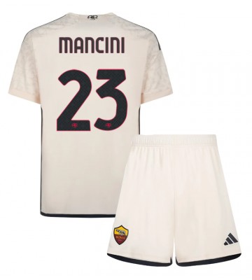 AS Roma Gianluca Mancini #23 Udebanesæt Børn 2023-24 Kort ærmer (+ korte bukser)